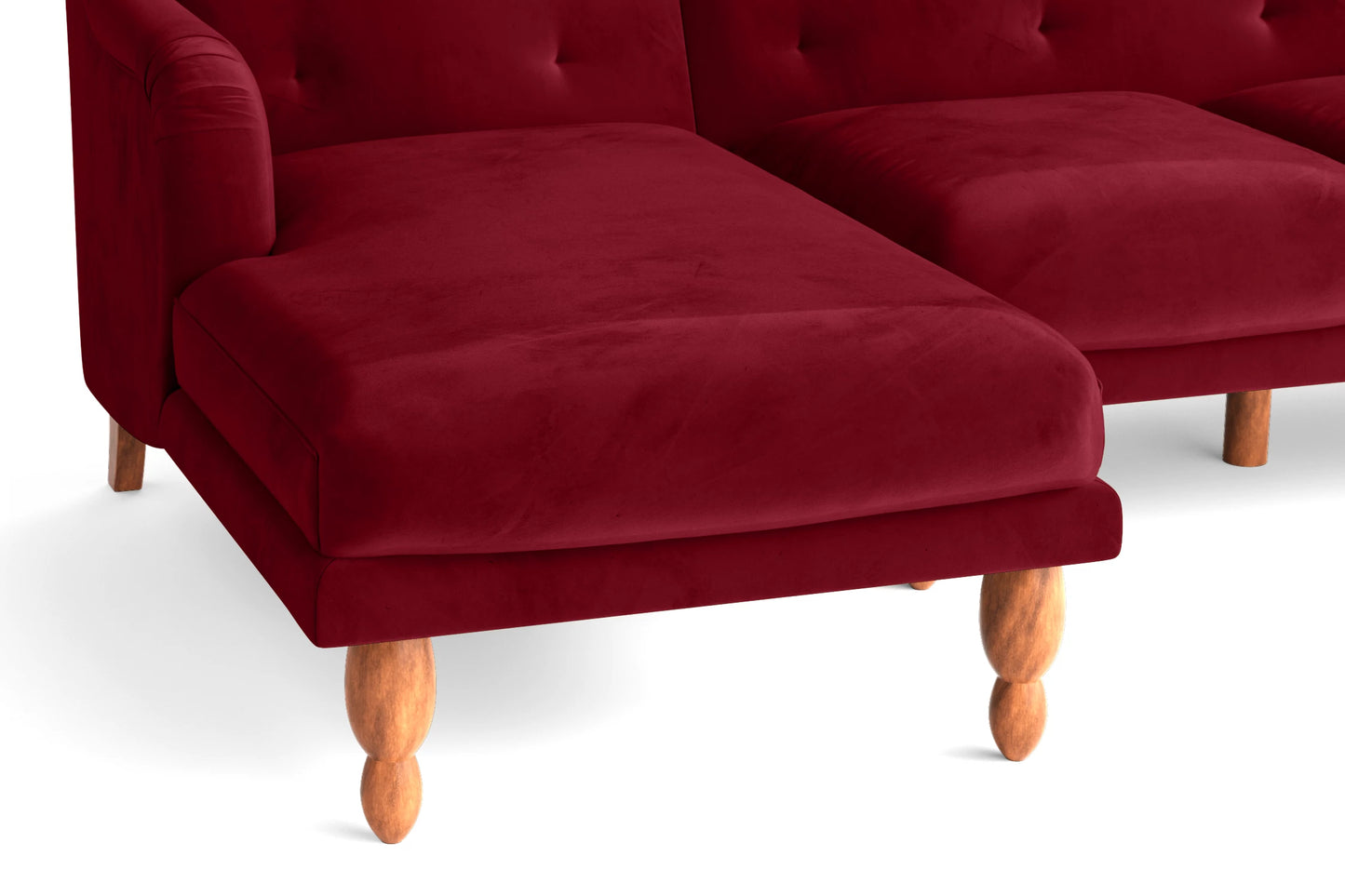 Burlington 3 Seater Left Hand Facing Chaise Lounge Corner Sofa Red Velvet