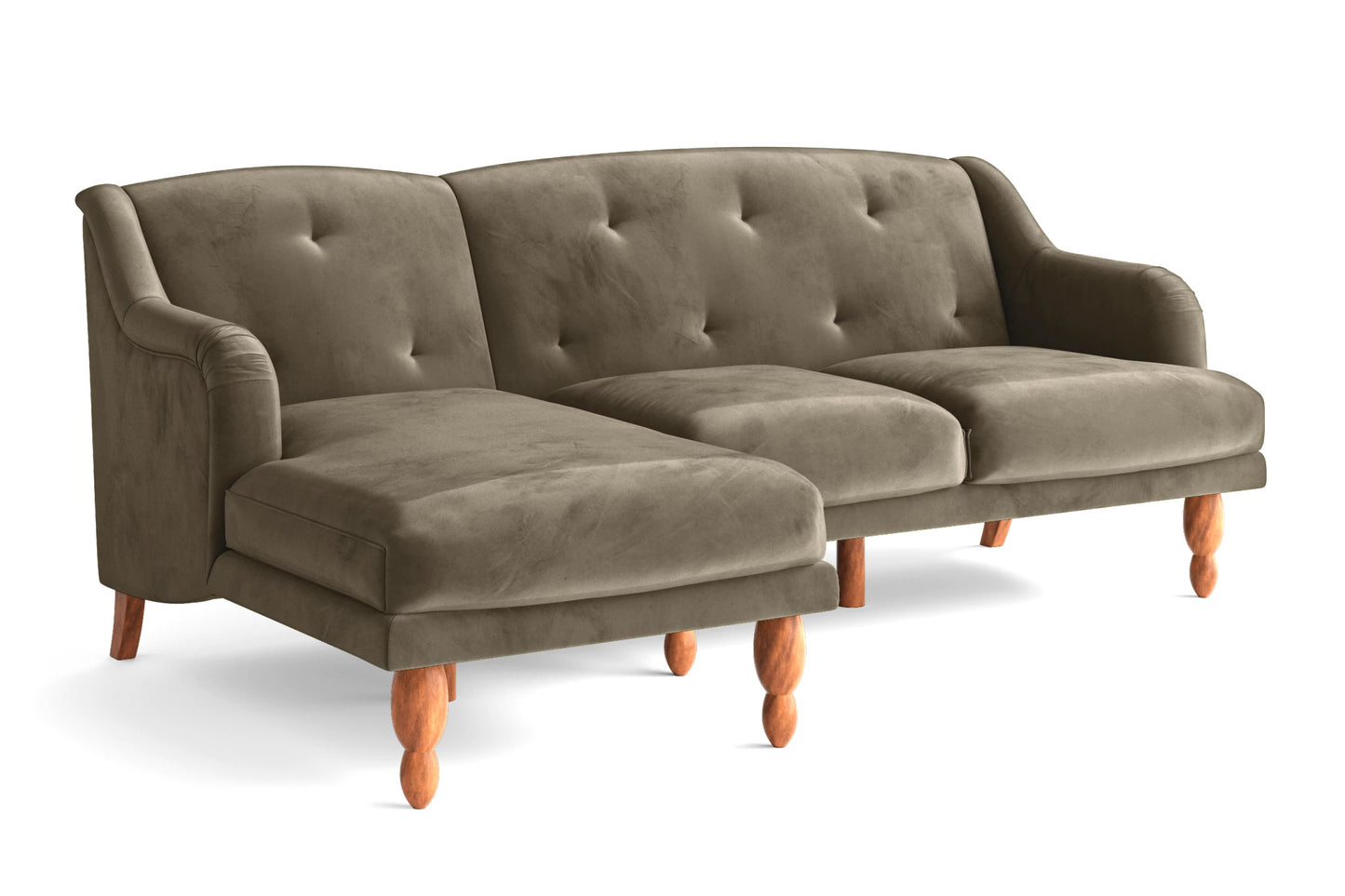 Burlington 3 Seater Left Hand Facing Chaise Lounge Corner Sofa Sand Velvet