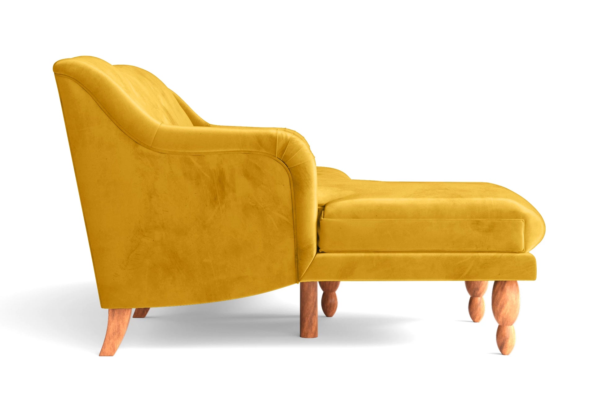 Burlington 3 Seater Left Hand Facing Chaise Lounge Corner Sofa Yellow Velvet