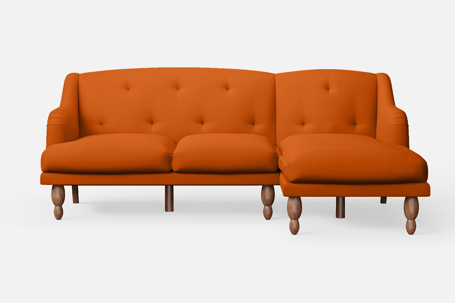 Burlington 3 Seater Right Hand Facing Chaise Lounge Corner Sofa Orange Leather