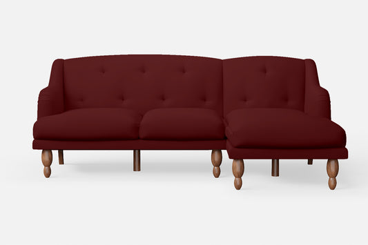 Burlington 3 Seater Right Hand Facing Chaise Lounge Corner Sofa Red Leather