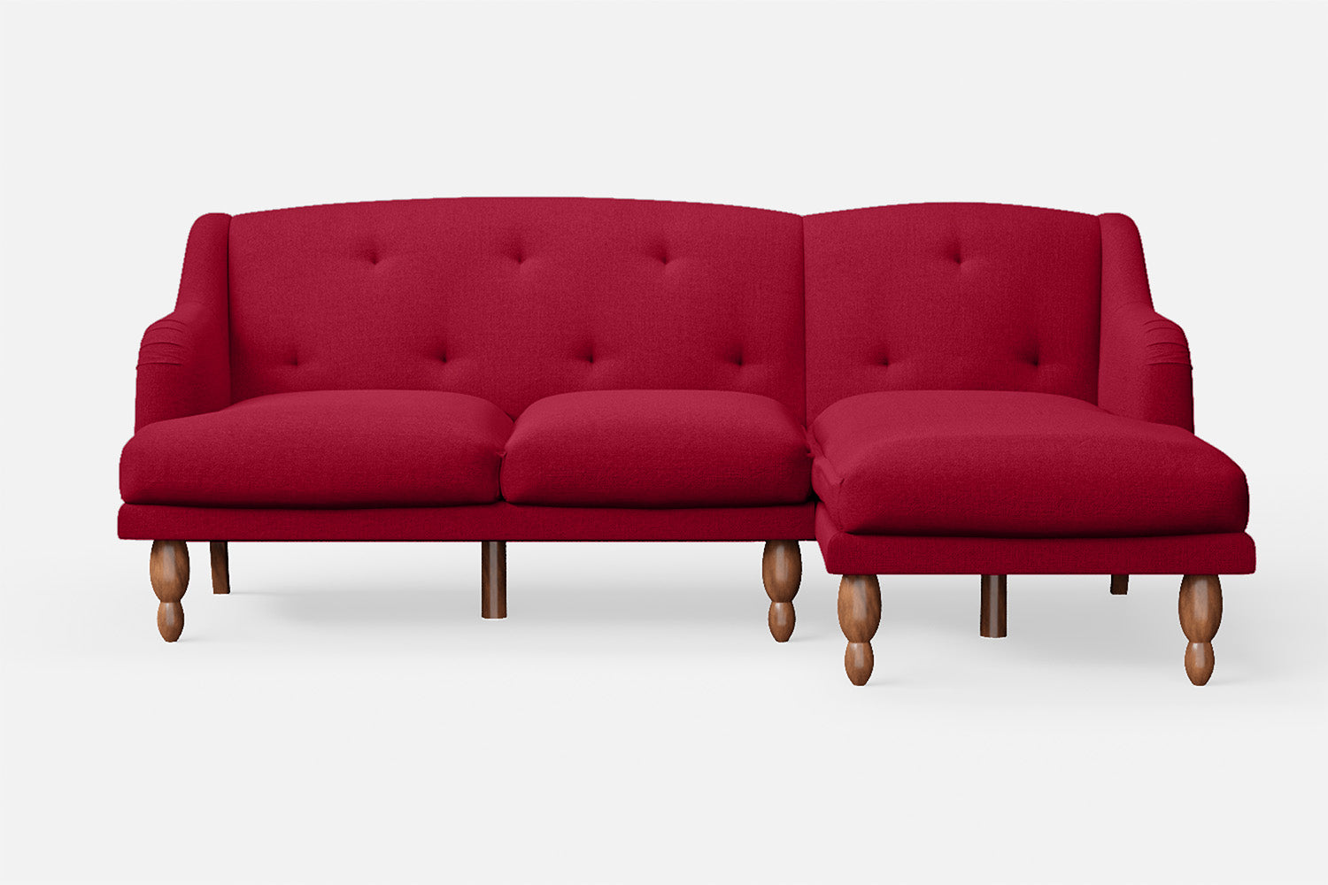 Burlington 3 Seater Right Hand Facing Chaise Lounge Corner Sofa Red Linen Fabric