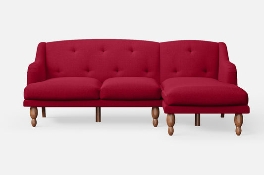 Burlington 3 Seater Right Hand Facing Chaise Lounge Corner Sofa Red Linen Fabric