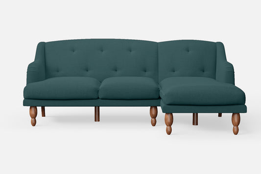 Burlington 3 Seater Right Hand Facing Chaise Lounge Corner Sofa Teal Linen Fabric