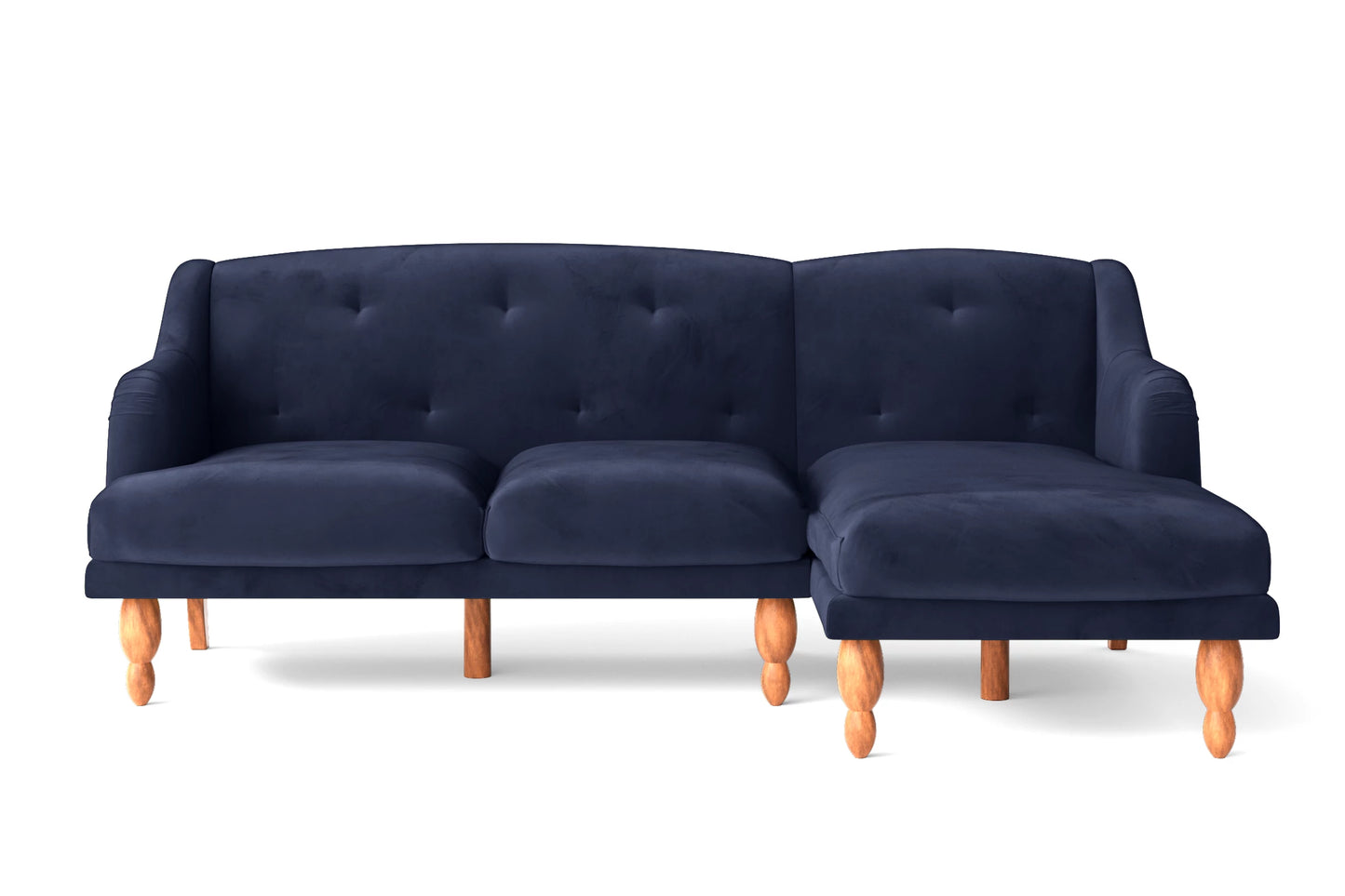 Burlington 3 Seater Right Hand Facing Chaise Lounge Corner Sofa Dark Blue Velvet