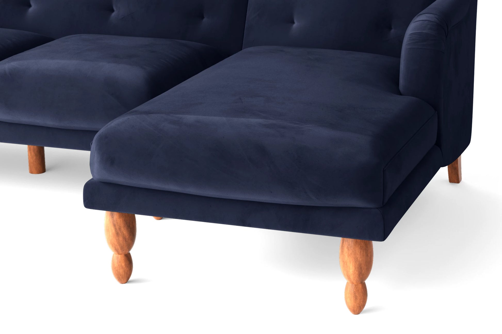 Burlington 3 Seater Right Hand Facing Chaise Lounge Corner Sofa Dark Blue Velvet