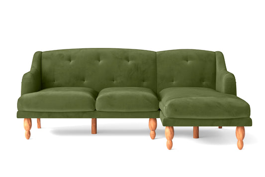 Burlington 3 Seater Right Hand Facing Chaise Lounge Corner Sofa Lime Velvet