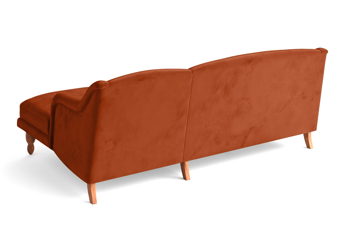 Burlington 3 Seater Right Hand Facing Chaise Lounge Corner Sofa Orange Velvet