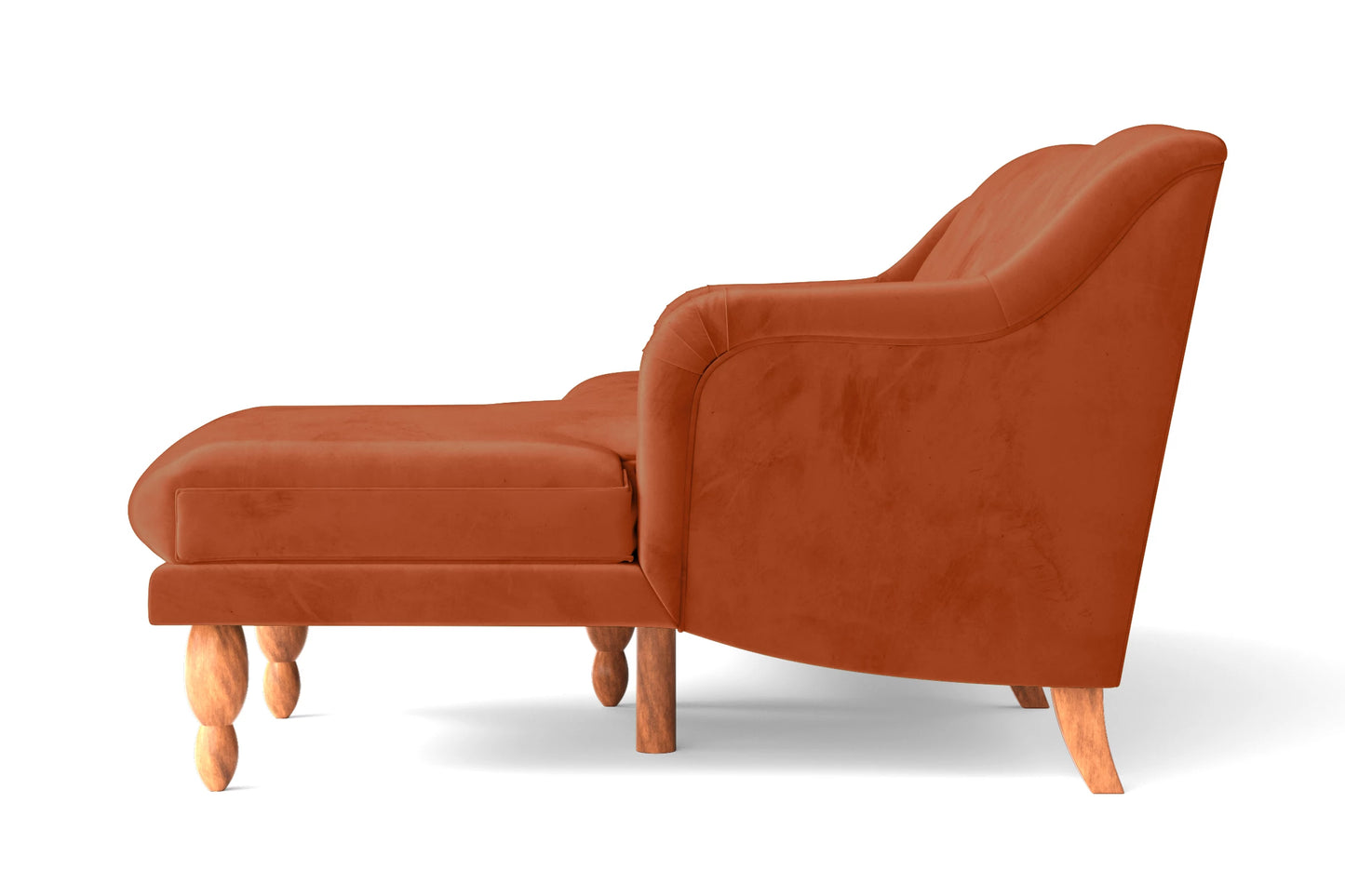 Burlington 3 Seater Right Hand Facing Chaise Lounge Corner Sofa Orange Velvet