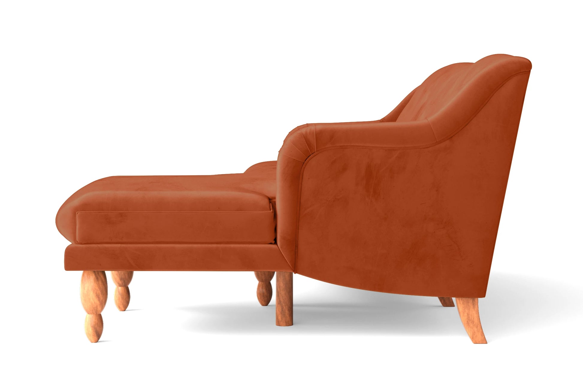 Burlington 3 Seater Right Hand Facing Chaise Lounge Corner Sofa Orange Velvet