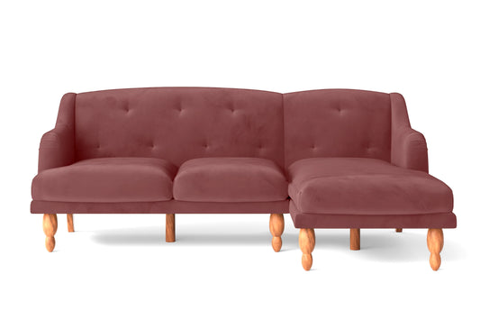 Burlington 3 Seater Right Hand Facing Chaise Lounge Corner Sofa Pink Velvet