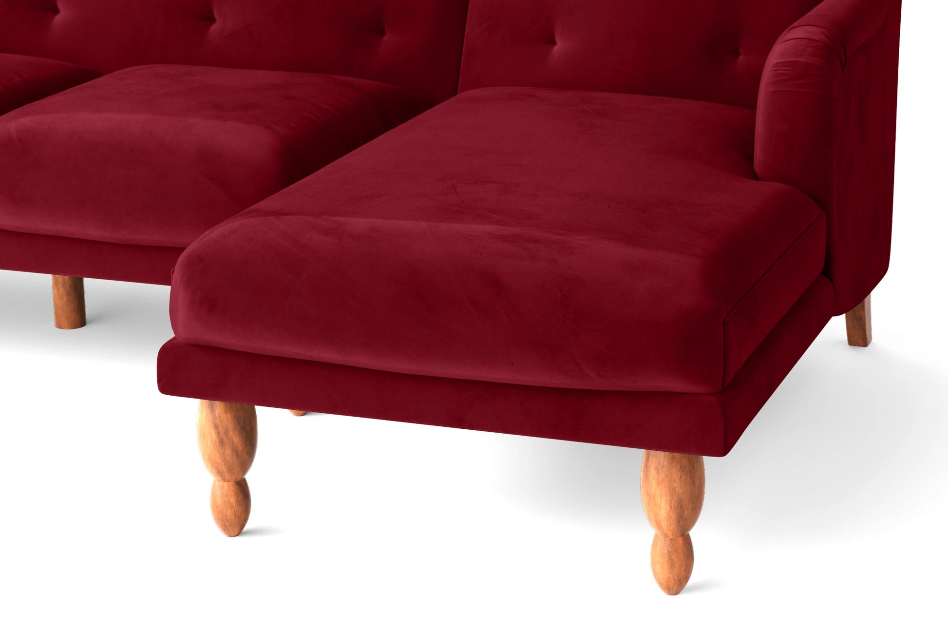 Burlington 3 Seater Right Hand Facing Chaise Lounge Corner Sofa Red Velvet