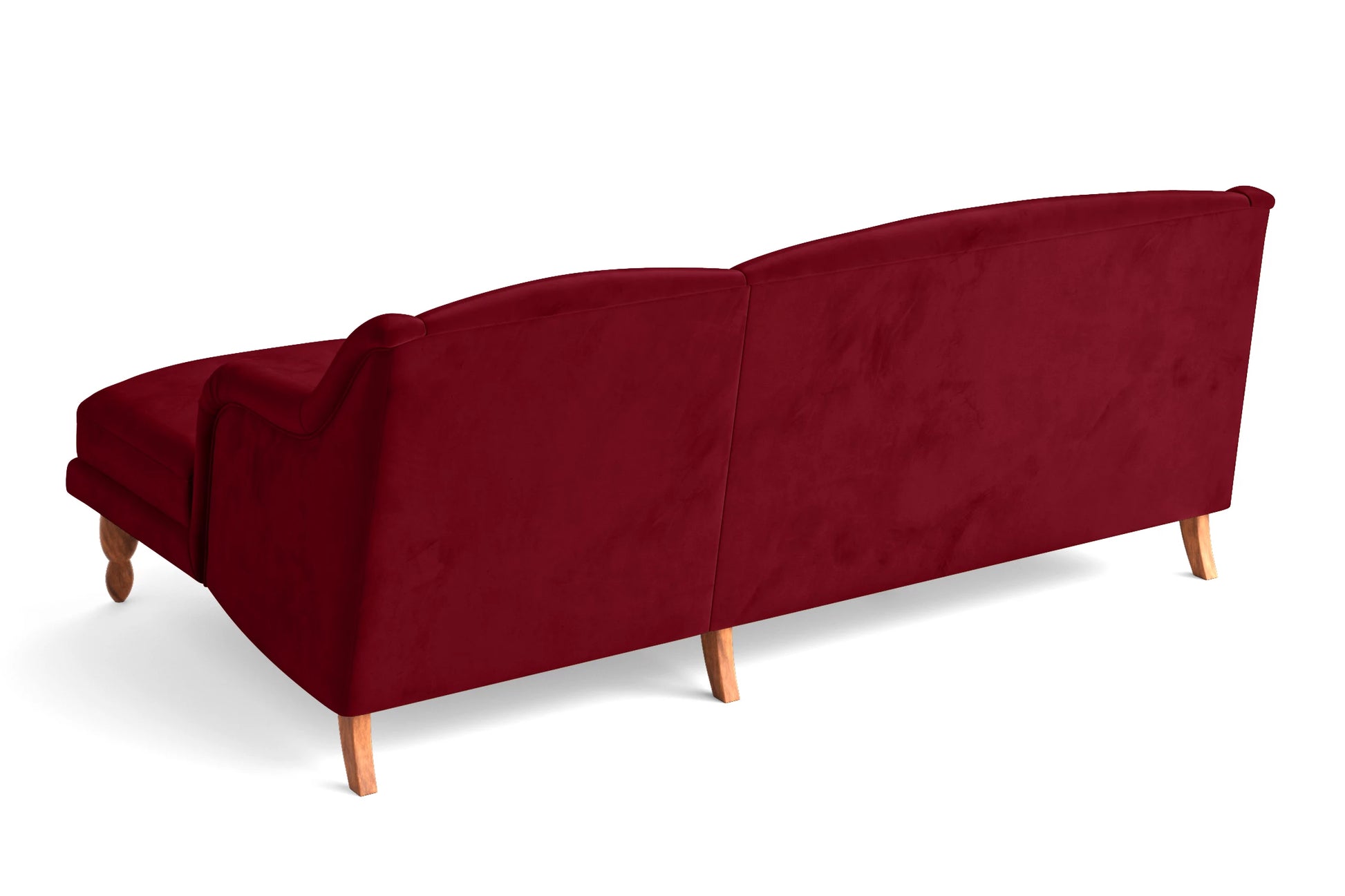 Burlington 3 Seater Right Hand Facing Chaise Lounge Corner Sofa Red Velvet