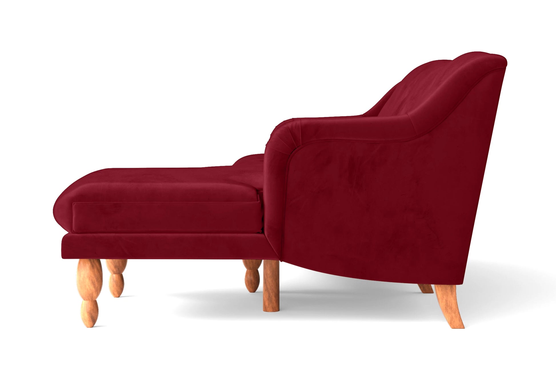 Burlington 3 Seater Right Hand Facing Chaise Lounge Corner Sofa Red Velvet