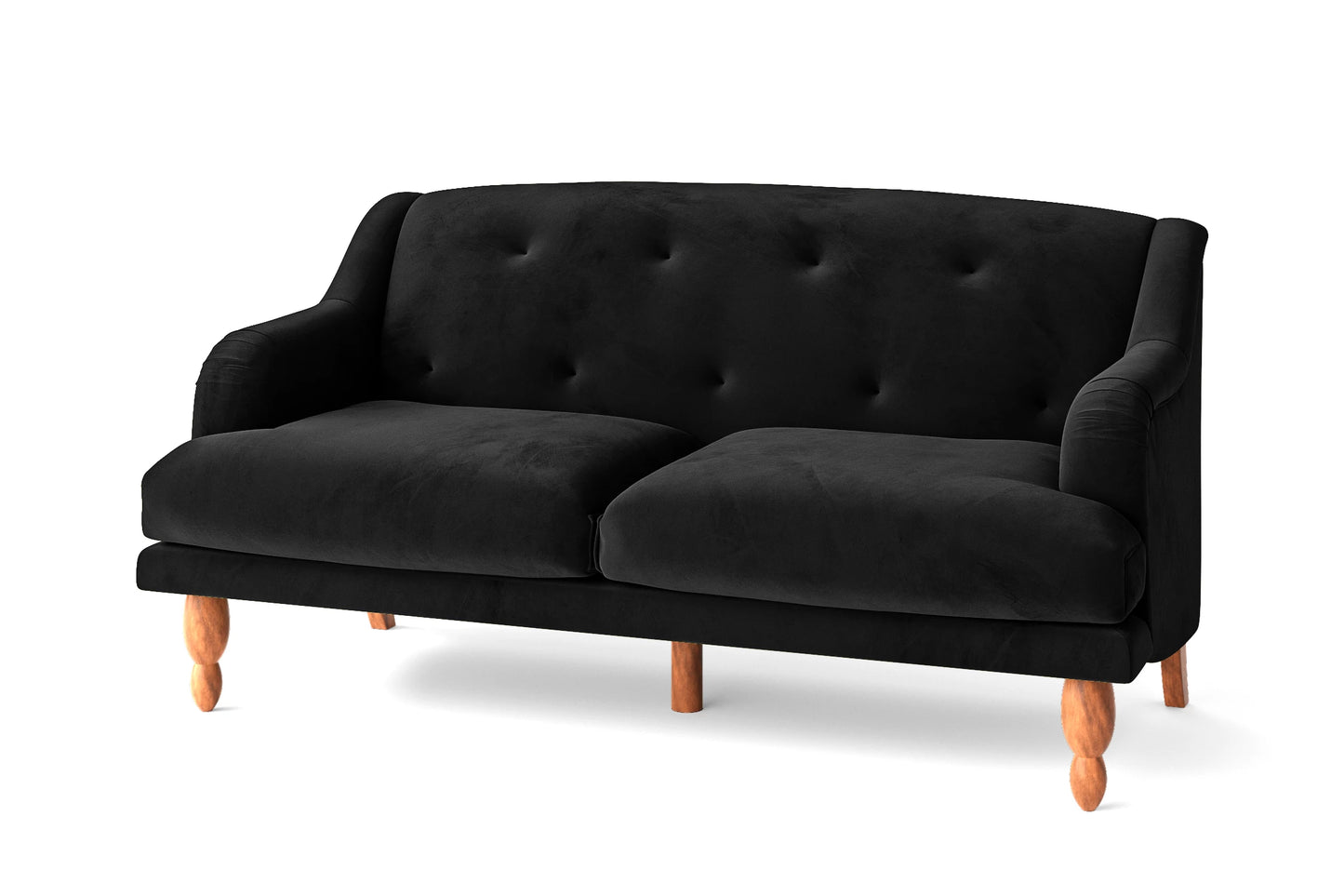 Burlington 3 Seater Sofa Black Velvet