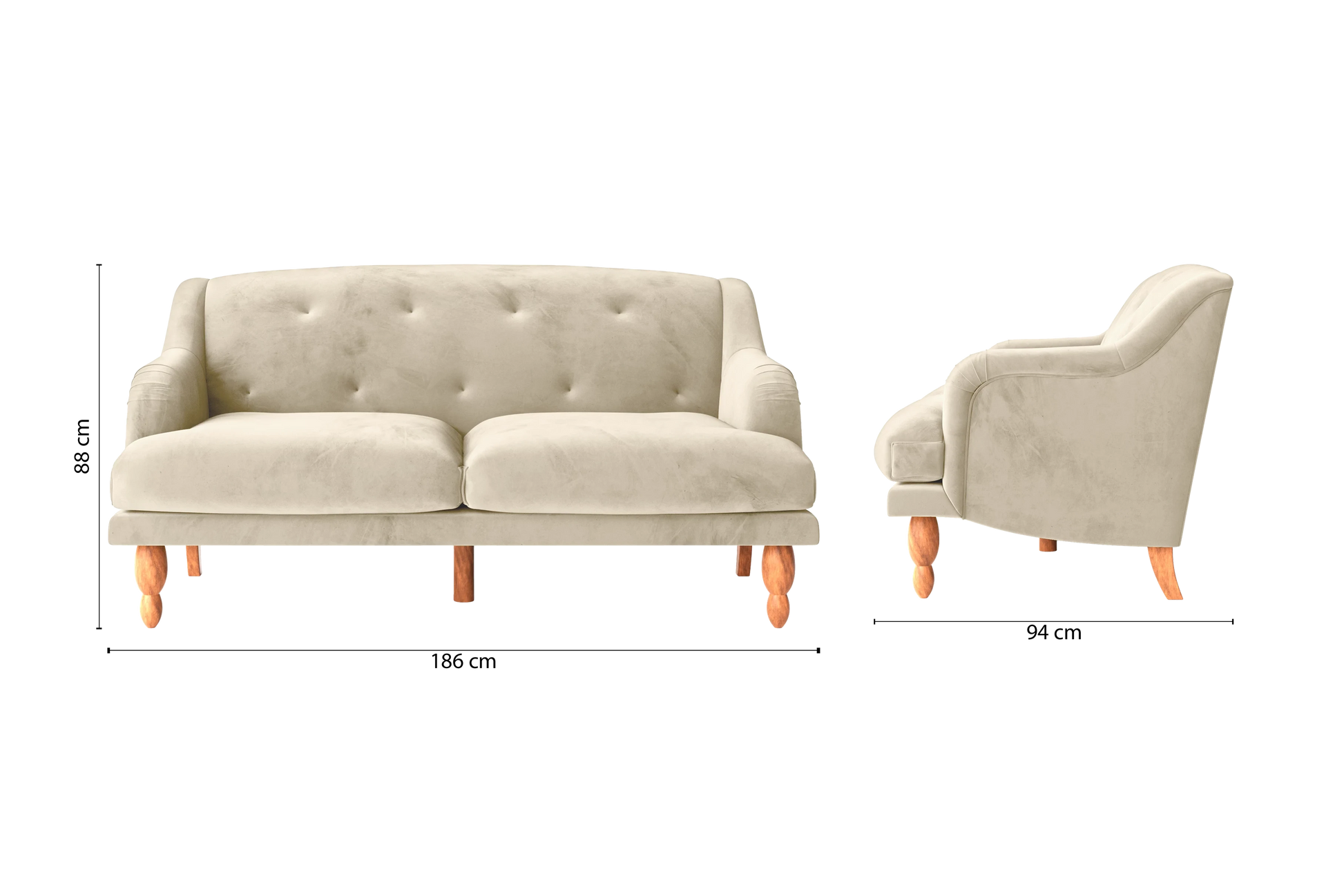 Burlington 3 Seater Sofa Cream Velvet