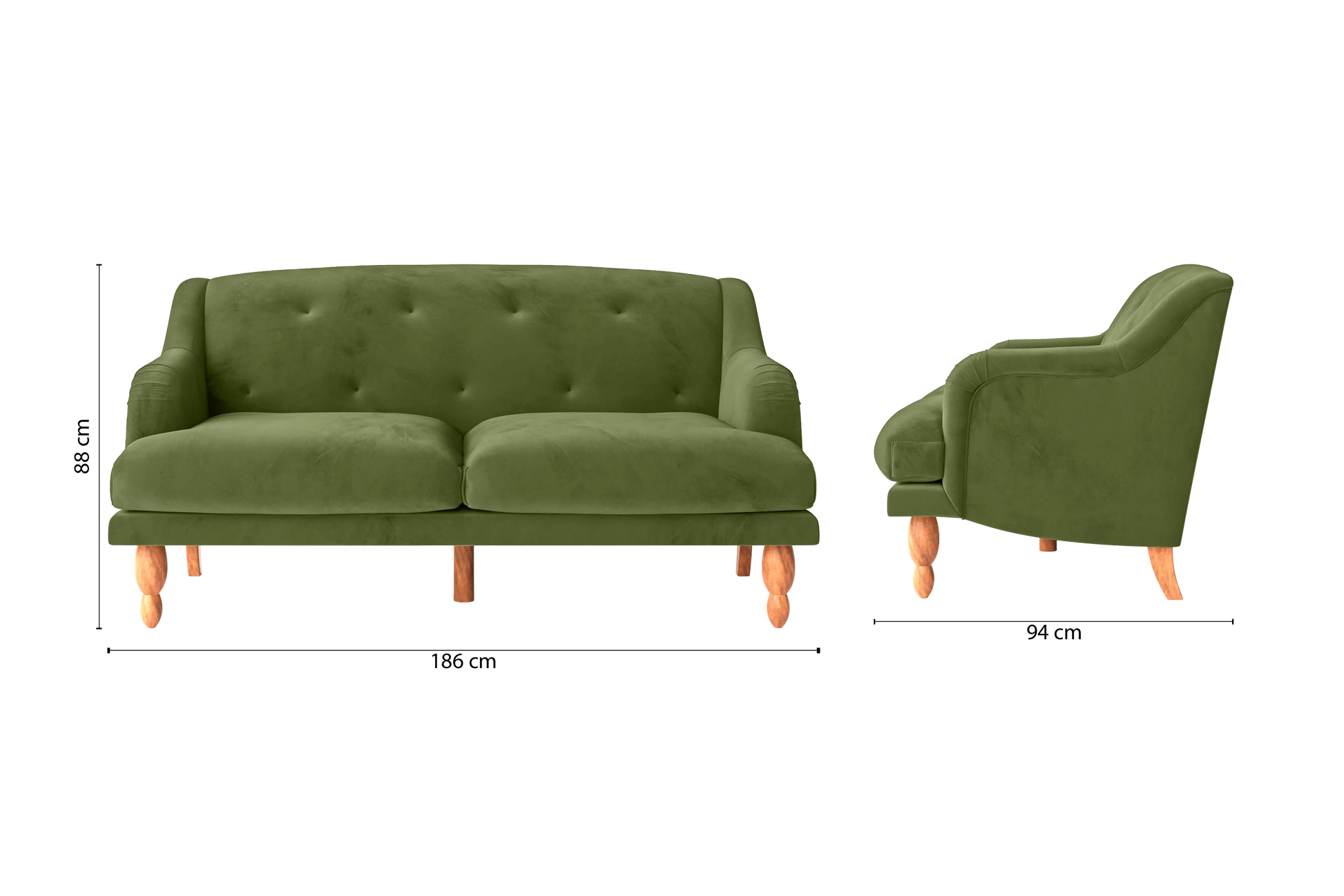 Burlington 3 Seater Sofa Lime Velvet