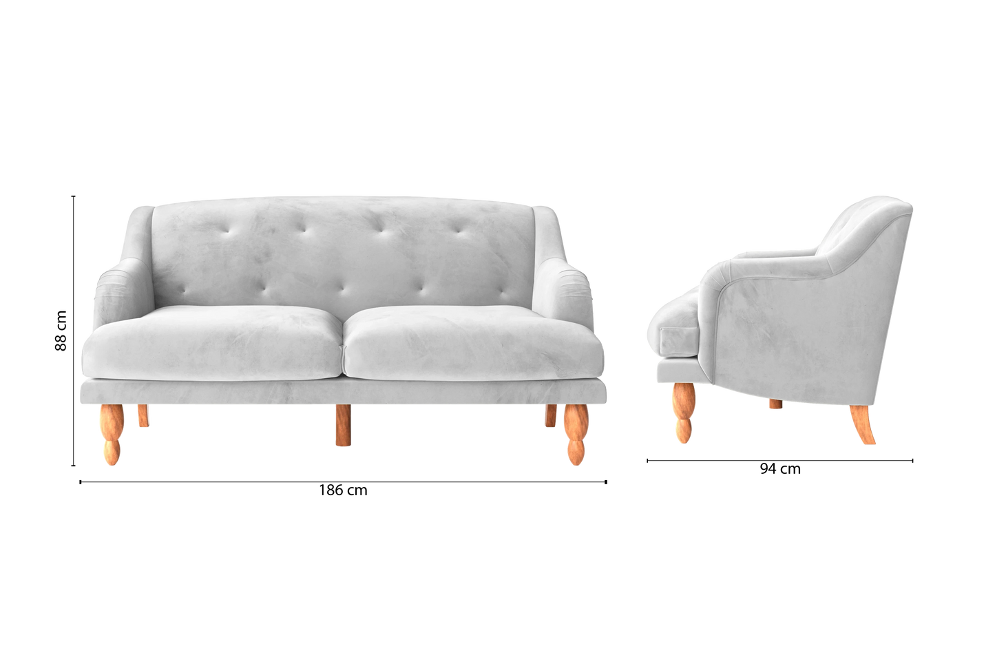 Burlington 3 Seater Sofa White Velvet