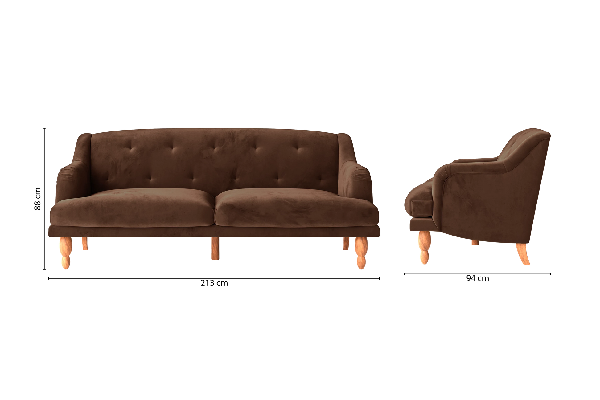 Burlington 4 Seater Sofa Coffee Brown Velvet