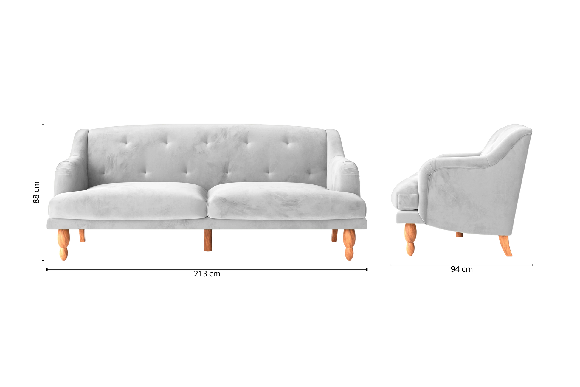 Burlington 4 Seater Sofa White Velvet