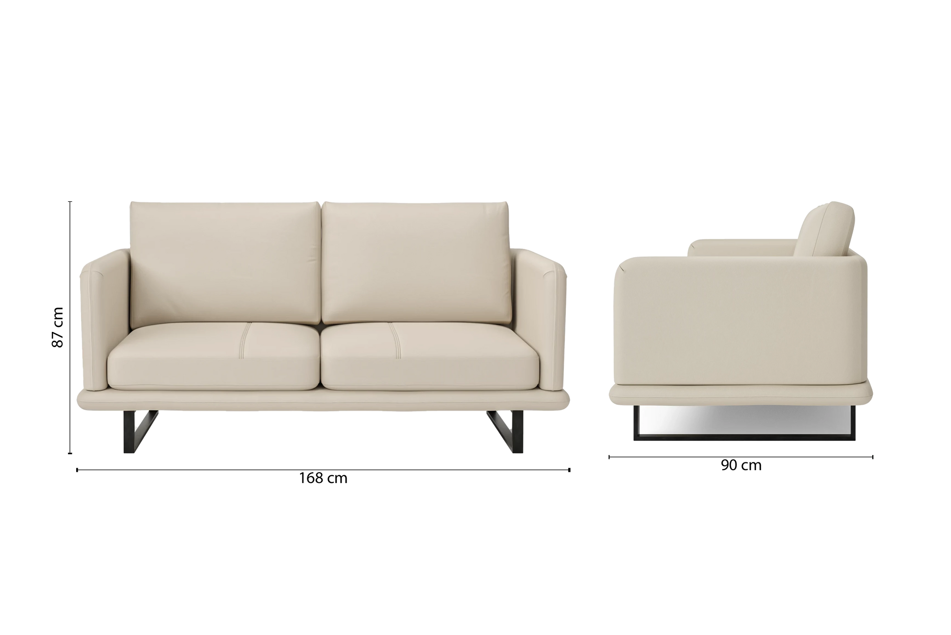 Calabria 2 Seater Sofa Cream Leather