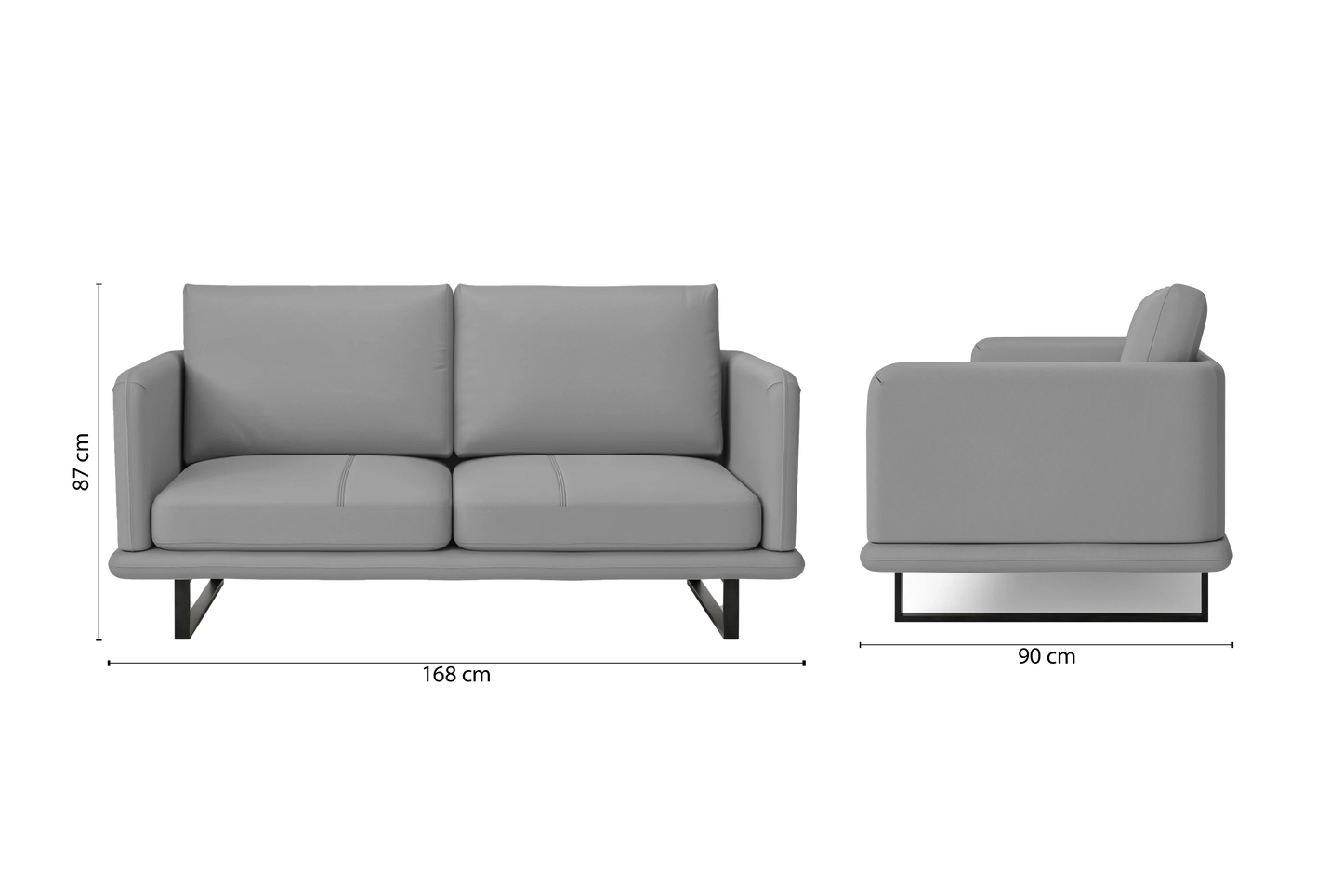 Calabria 2 Seater Sofa Grey Leather