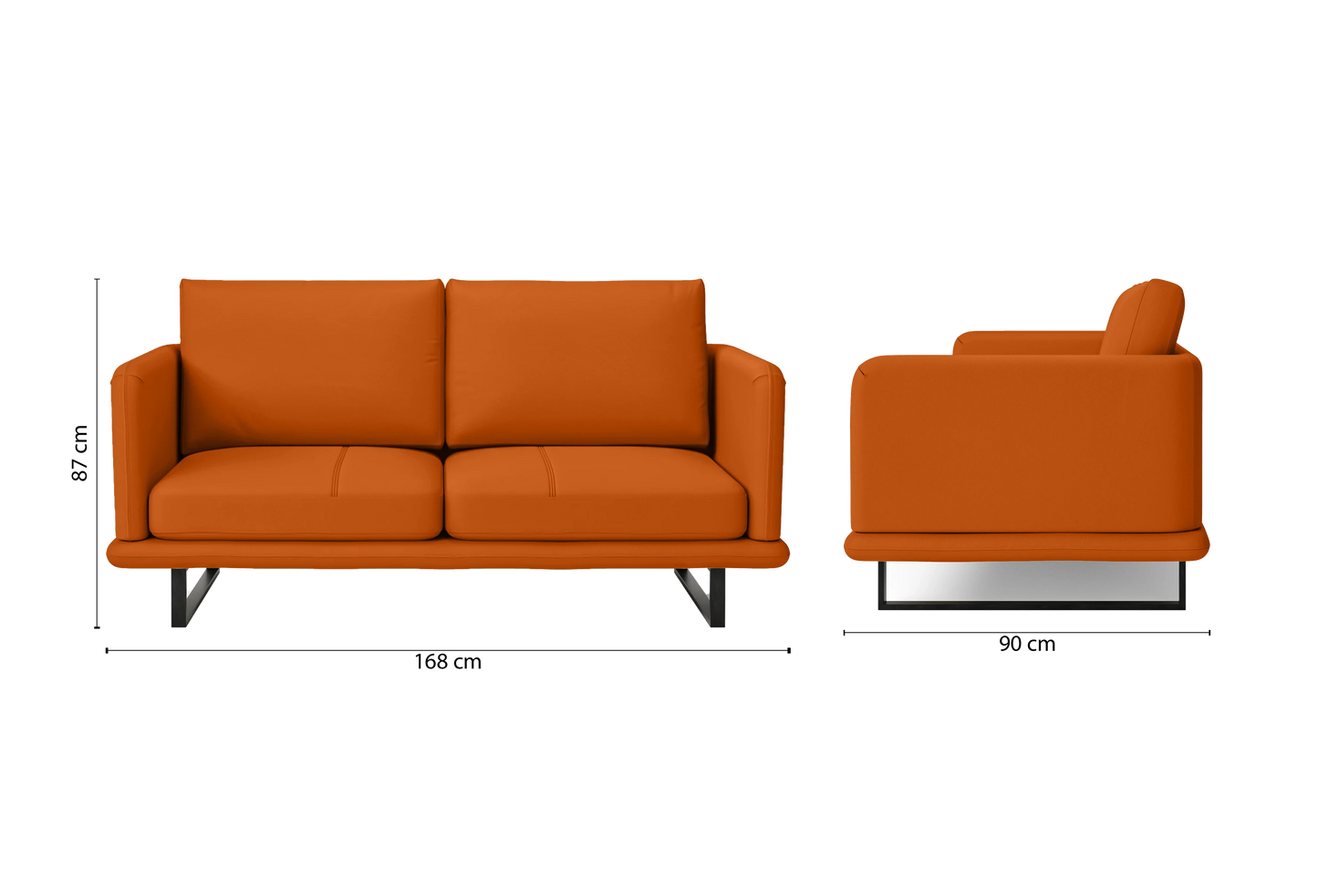 Calabria 2 Seater Sofa Orange Leather