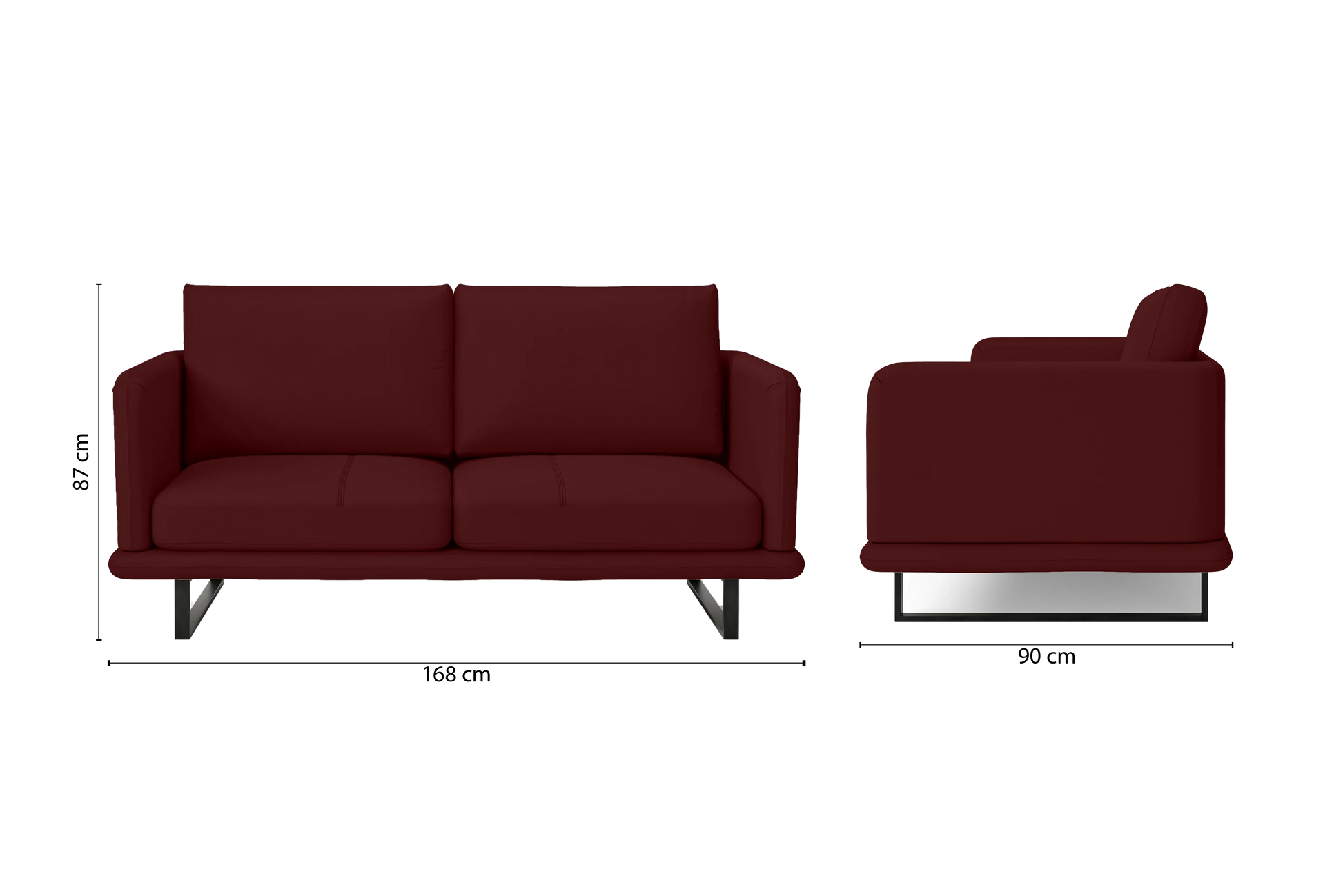 Calabria 2 Seater Sofa Red Leather