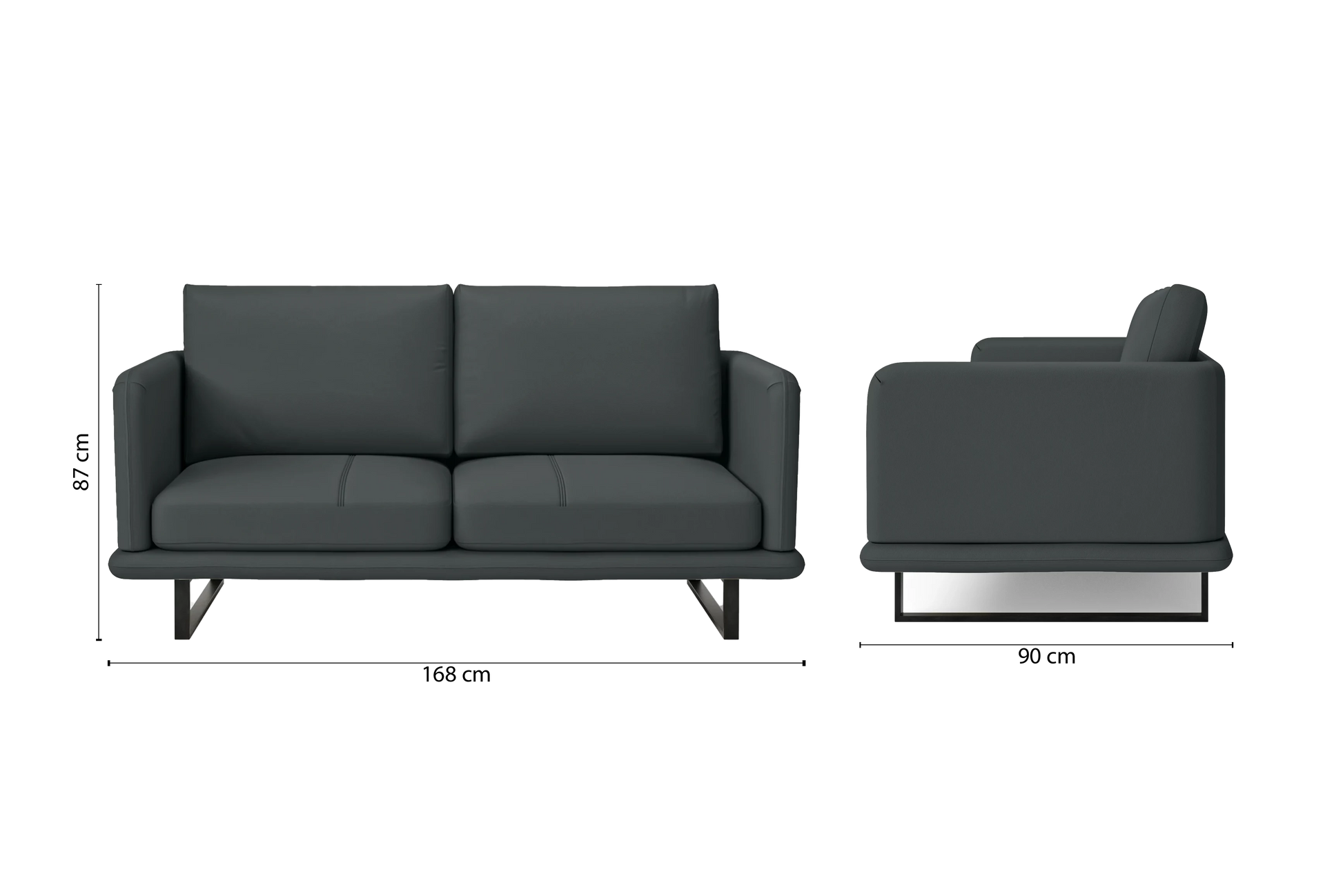 Calabria 2 Seater Sofa Slate Leather