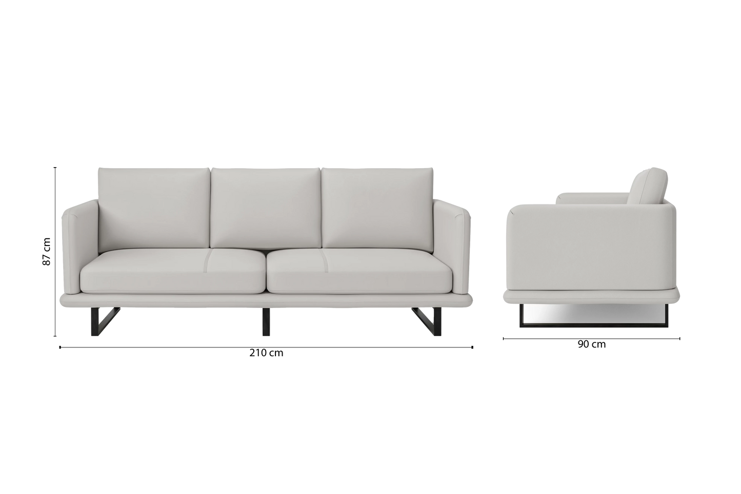 Calabria 3 Seater Sofa White Leather