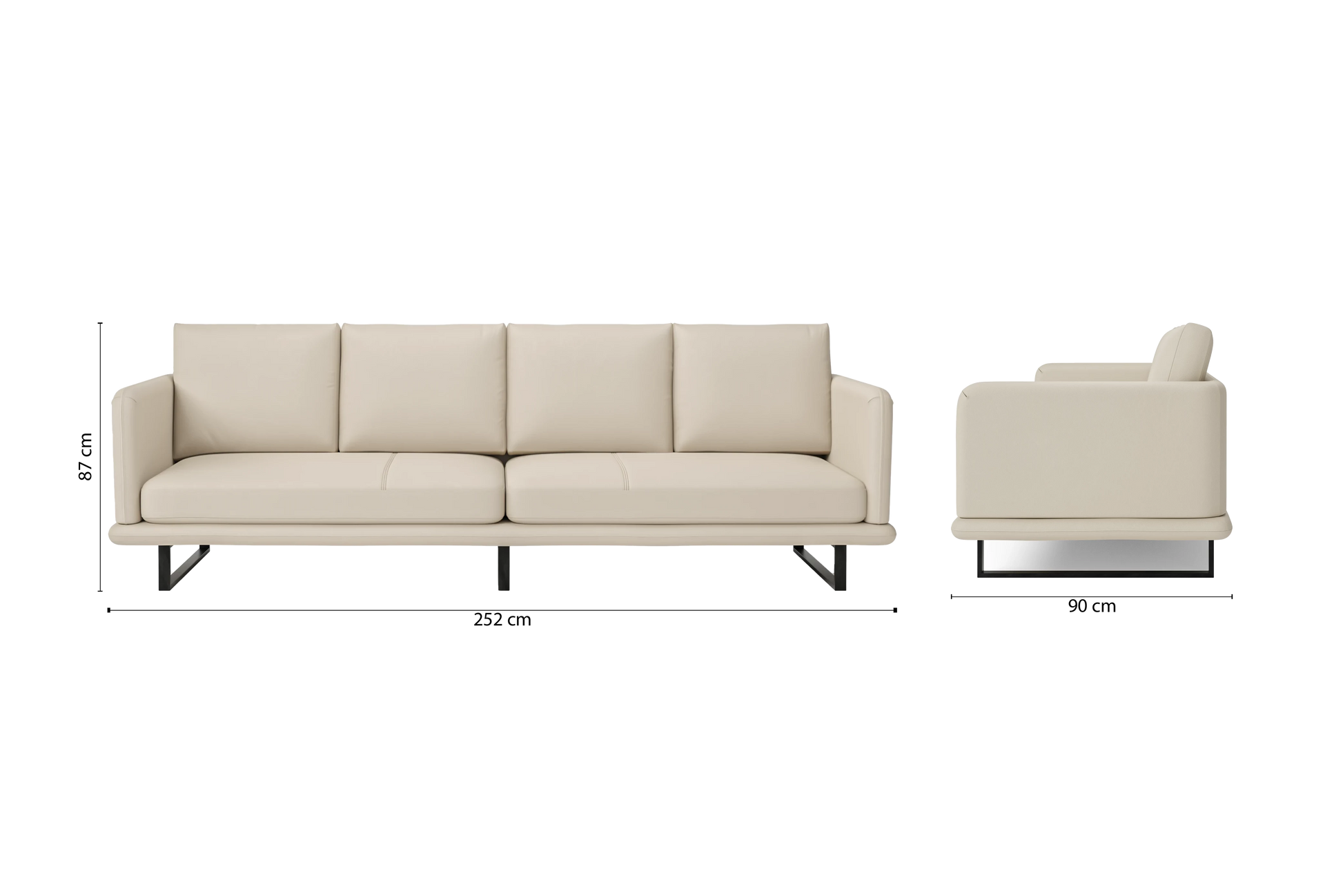 Calabria 4 Seater Sofa Cream Leather