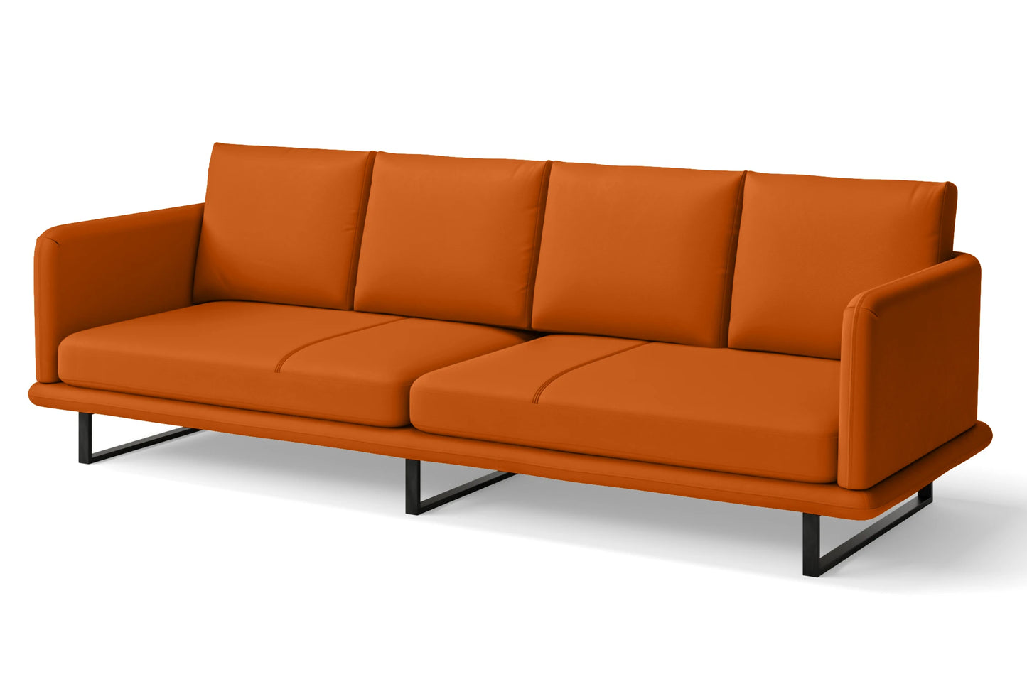 Calabria 4 Seater Sofa Orange Leather