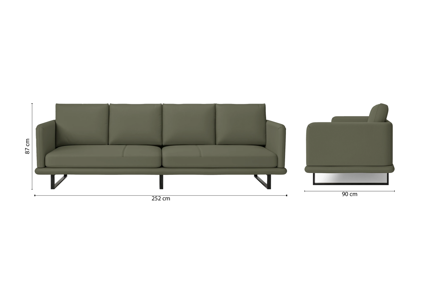 Calabria 4 Seater Sofa Sage Leather