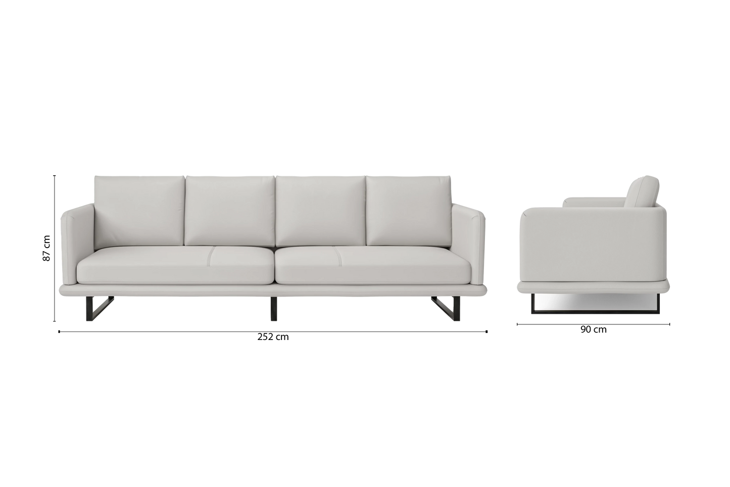 Calabria 4 Seater Sofa White Leather