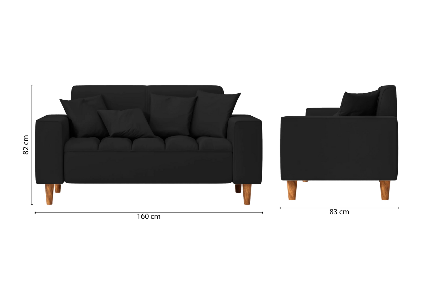 Campania 2 Seater Sofa Black Leather