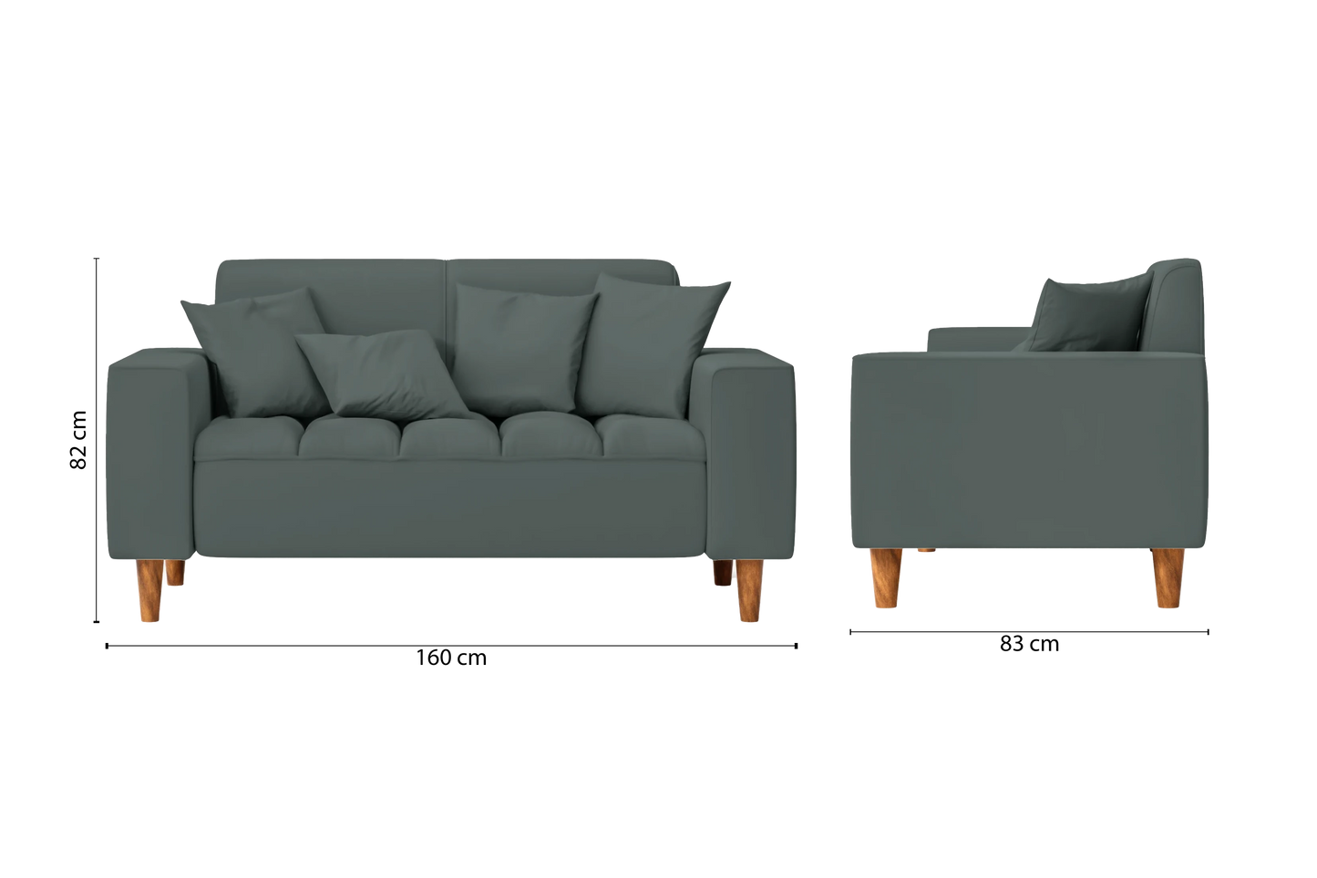 Campania 2 Seater Sofa Dusky Turquoise Leather