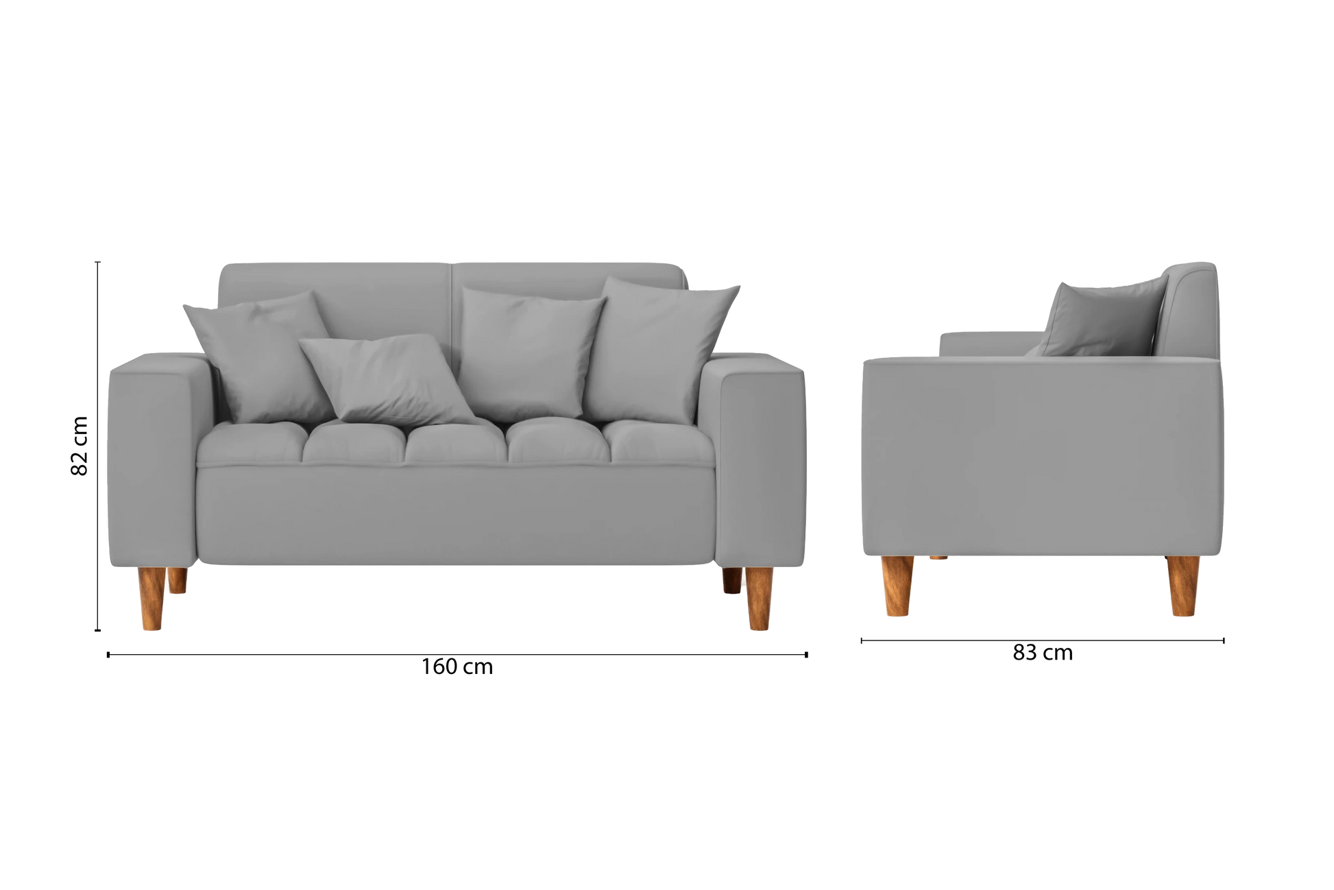 Campania 2 Seater Sofa Grey Leather