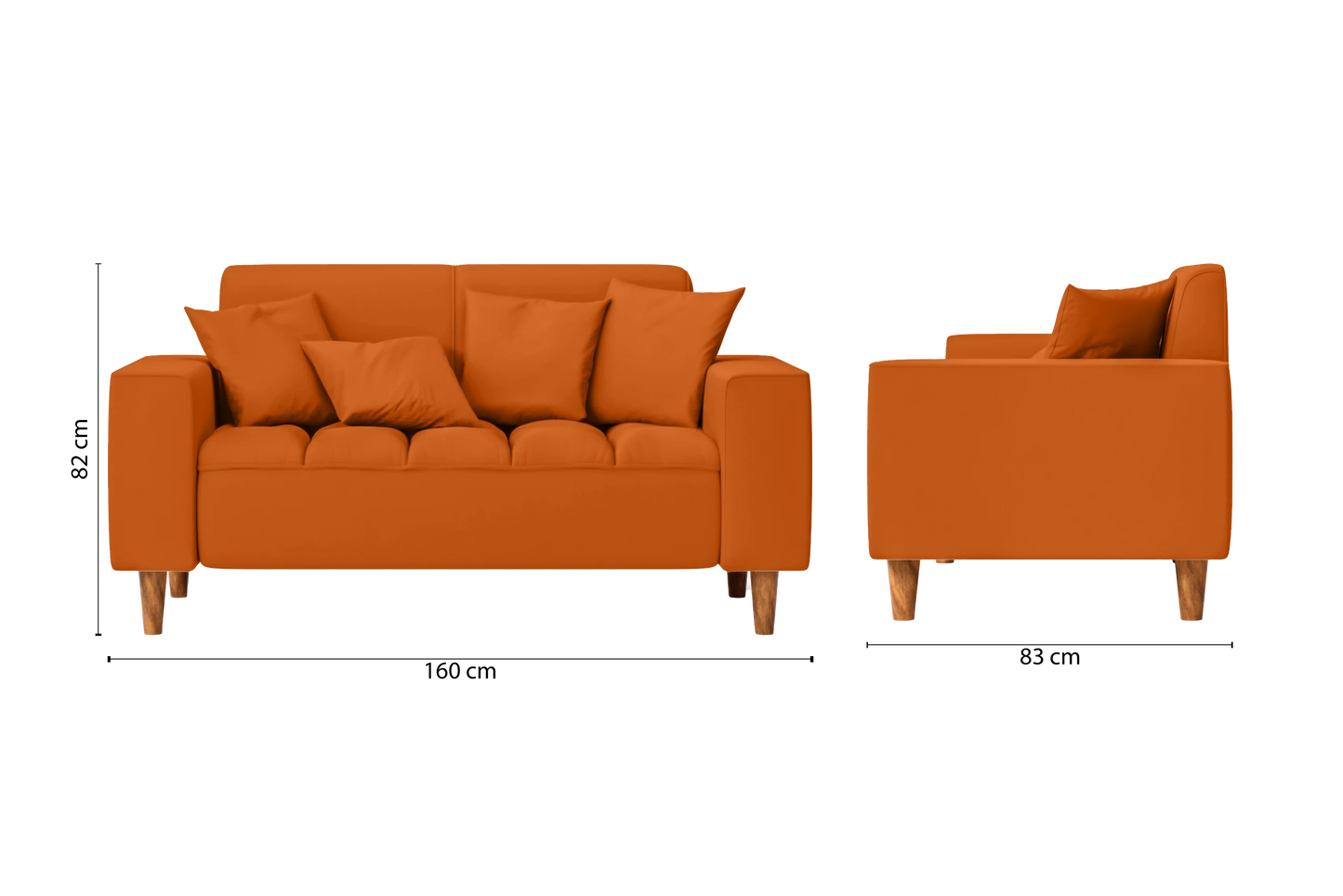 Campania 2 Seater Sofa Orange Leather