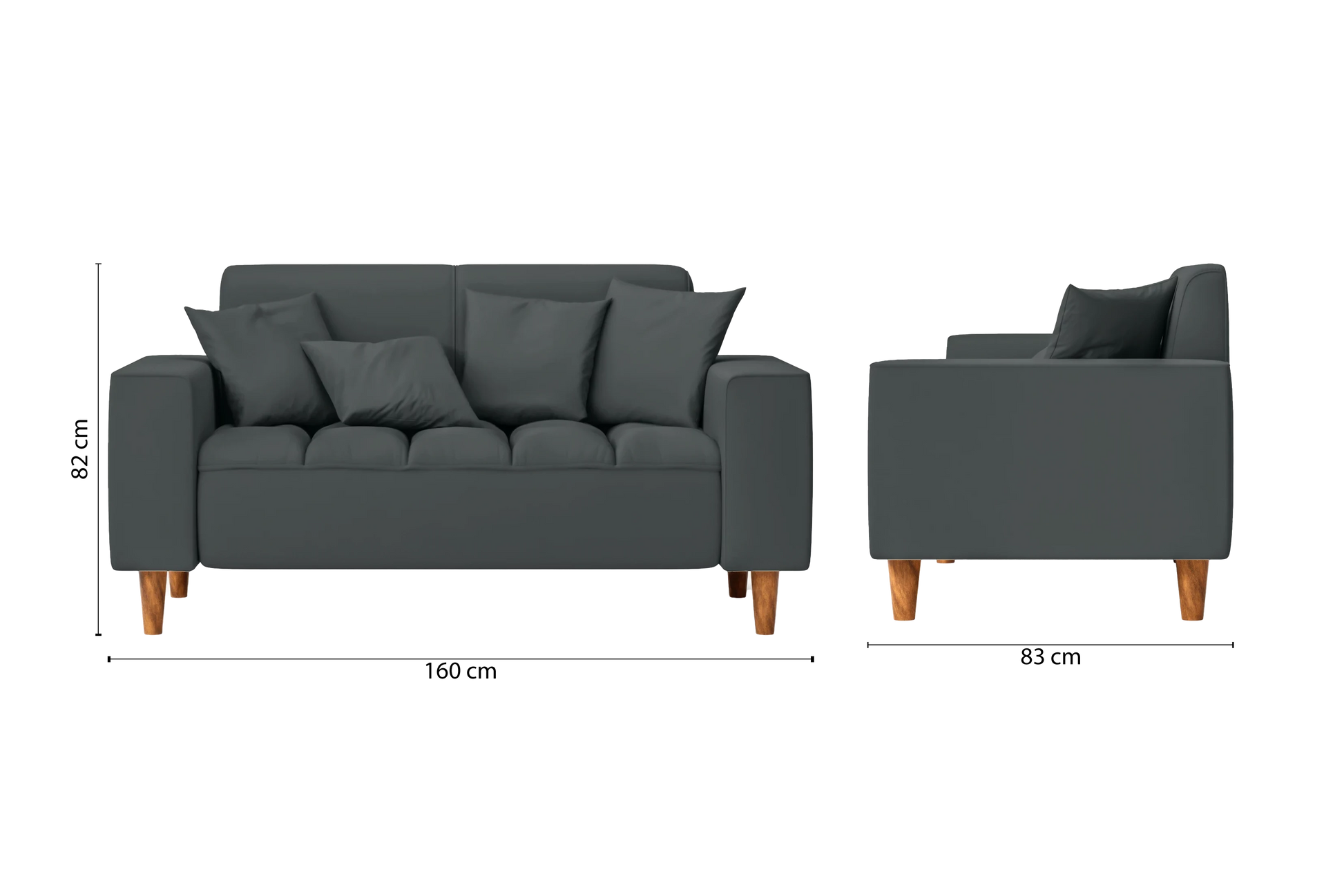 Campania 2 Seater Sofa Slate Leather