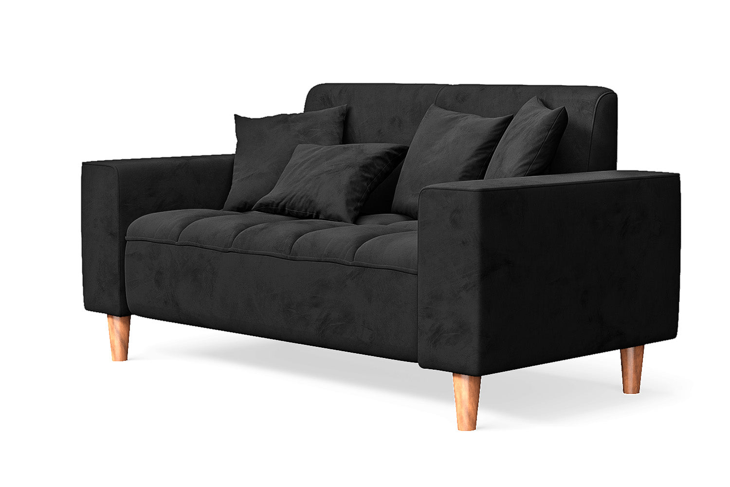 Campania 2 Seater Sofa Black Velvet