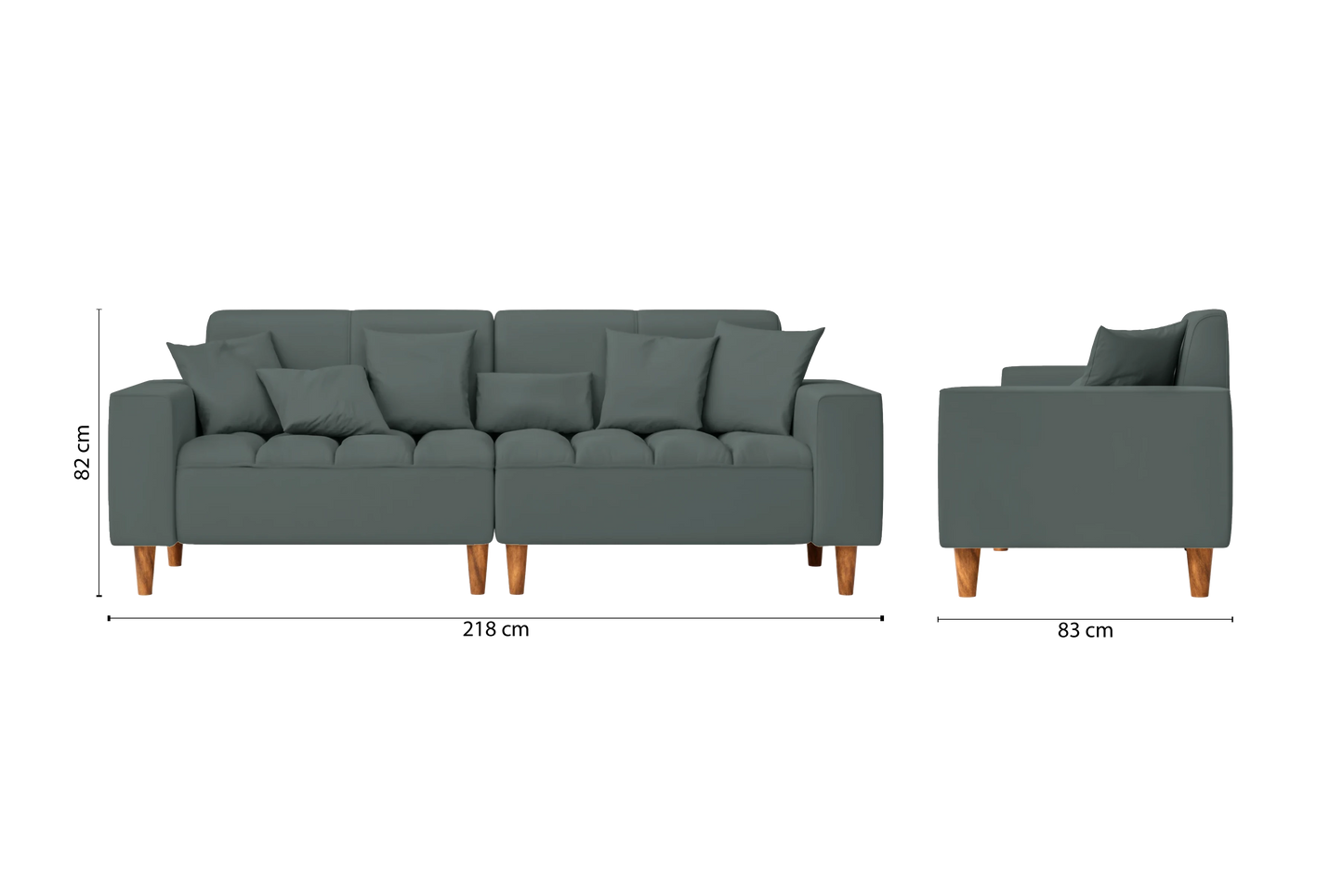 Campania 3 Seater Sofa Dusky Turquoise Leather