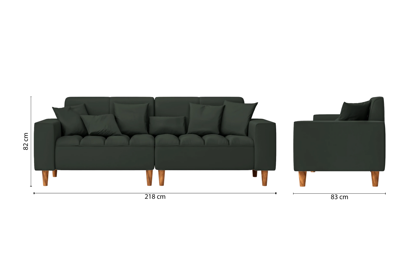 Campania 3 Seater Sofa Green Leather