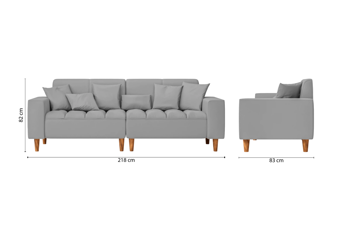 Campania 3 Seater Sofa Grey Leather