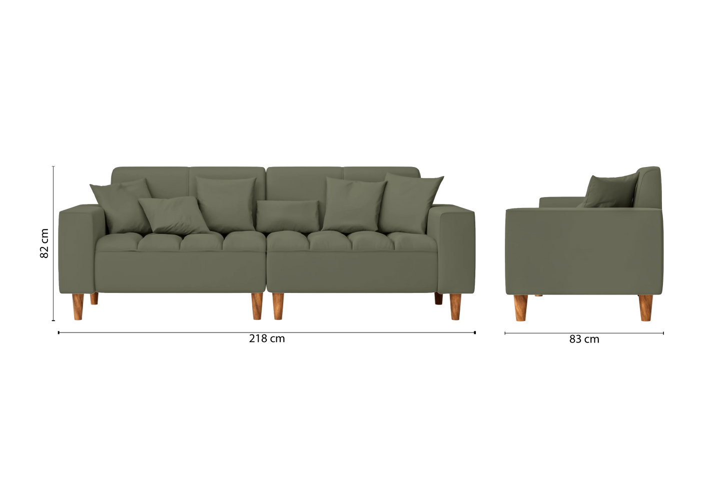 Campania 3 Seater Sofa Sage Leather