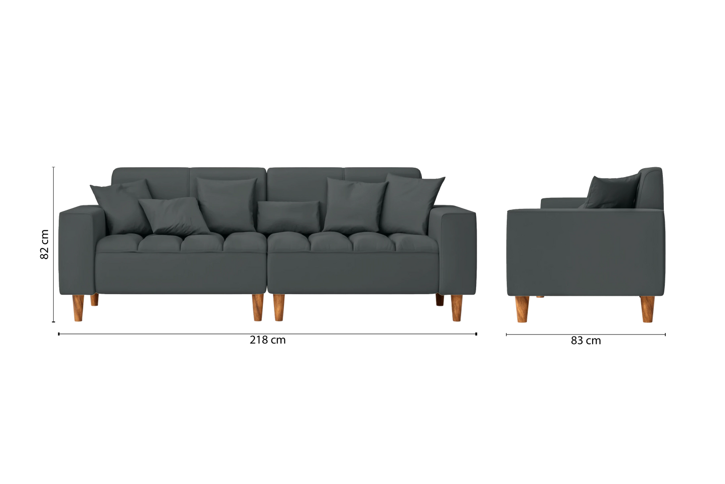 Campania 3 Seater Sofa Slate Leather