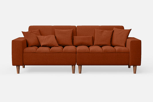 Campania 3 Seater Sofa Orange Linen Fabric