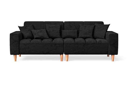 Campania 3 Seater Sofa Black Velvet