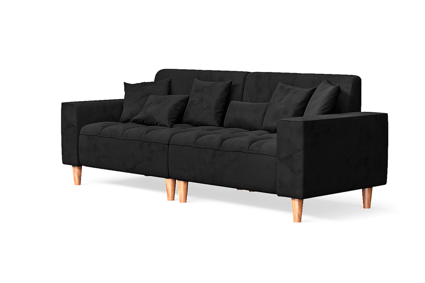 Campania 3 Seater Sofa Black Velvet