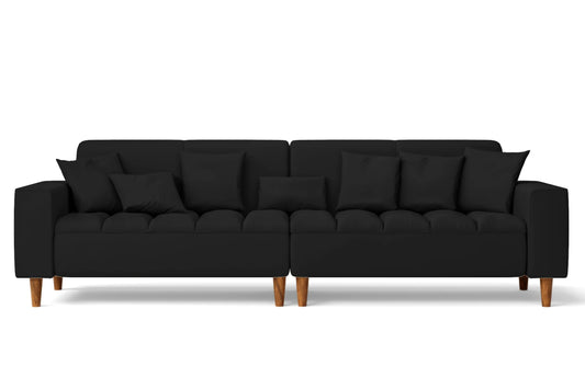 Campania 4 Seater Sofa Black Leather