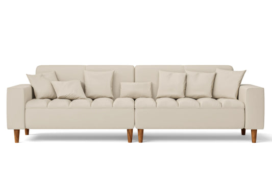 Campania 4 Seater Sofa Cream Leather